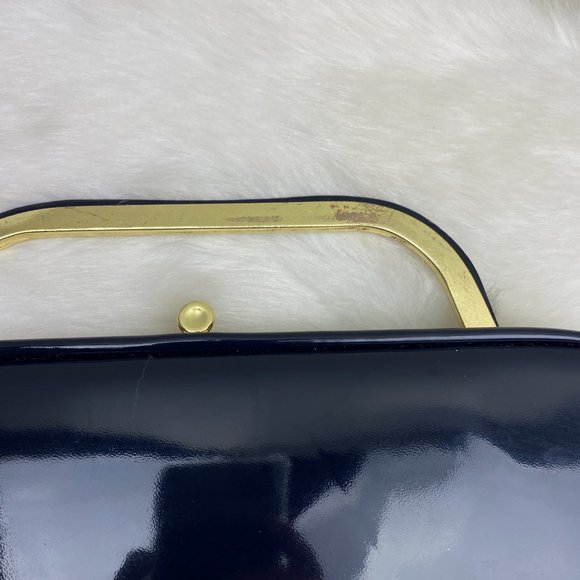 Vintage Faux Patent Leather Clutch Handle Bag - Picture 4 of 9